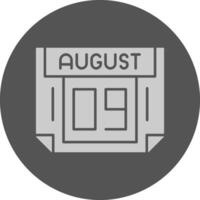 9 August Minimal Grey Icon vector