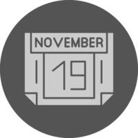 19 November Minimal Grey Icon vector