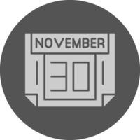 30 November Minimal Grey Icon vector