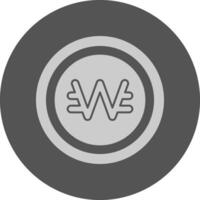 South Korean Won Sign Minimal Grey Icon vector