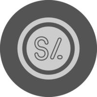 Peruvian Sol Sign Minimal Grey Icon vector