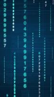 4K motion graphic of flowing matrix code and glowing numbers video
