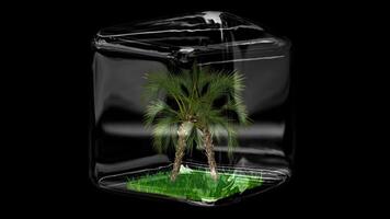 Transparent Background, Palm Trees, Nature Scene, Alpha Channel, Glass Cube, Grass, Looped, Elite Template video