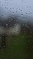 Water drops run down the transparent glass. Rain drips on the window. Rain drops on the window. video