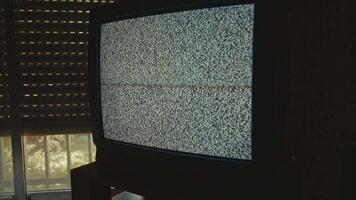 Retro Room with Blinds Closed and Static TV On with Summer Glow video