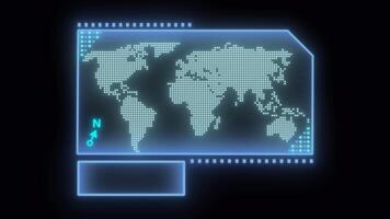 Holographic advanced HUD Earth map and lower third. Futuristic digital technology animated transparent background concept. video