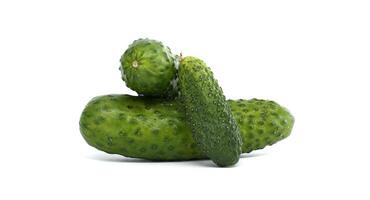 Fresh Green Cucumbers Isolated on a Clean White Background photo