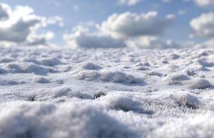 Snowy meadow under blue sky. photo