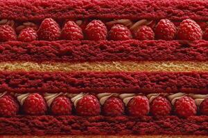 Layered raspberry cake with cream filling. photo