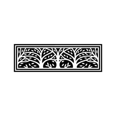 Stylized Tree Border, Elegant Black White