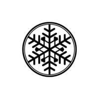 Minimalist Snowflake , Winter Symbol, Circular vector