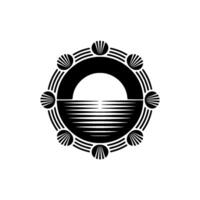 Oceanic Symmetry Minimalist Wave Emblem vector