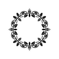 Elegant Black Floral Wreath Border, Vintage, Botanical vector