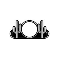 Desert Silhouette Cacti Celestial Circle vector