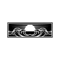Oceanic Emblem Wave, Sun, and Geometric Frame vector
