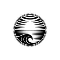 Oceanic Horizon Emblem - Minimalist Wave Sun Symbol vector