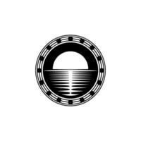 Nautical Emblem Horizon, Waves, and Circular vector