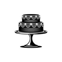 Elegant Tiered Cake Silhouette, Vintage Style vector