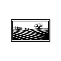 Serene Landscape Emblem, Rustic Silhouette vector