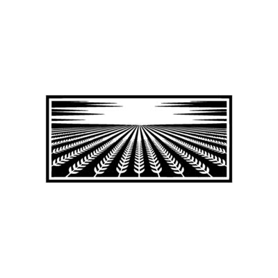 Geometric Harvest Black White Fieldscape Emblem