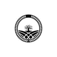 Emblem of Growth Rustic Landscape Ancient Tree Symbol vector