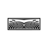 Geometric Harvest Stylized Wheat Field Emblem, Abstract vector