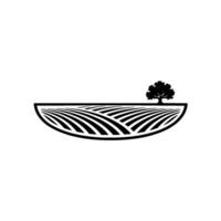 Minimalist Landscape Emblem Tree Field Silhouette vector