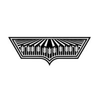 Geometric Wheat Emblem, Vintage Farm Motif vector