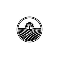 Rustic Landscape Emblem, Tree Silhouette, Organic Growth, Circular , Minimalist vector