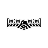 Rustic Homestead Silhouette, Serene Landscape Emblem, Farmhouse vector