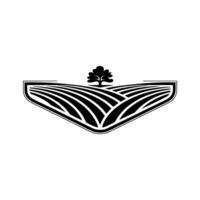 Geometric Landscape Emblem, Rustic Growth, Minimalist vector