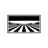 Stark Fieldscape Linear Perspective, Rural Silhouette vector