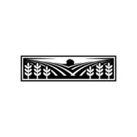 Rustic Farm Silhouette, Serene Landscape Emblem, Minimalist vector