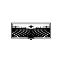 Rustic Silhouette Harvest Field Scarecrow Emblem vector