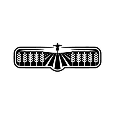 Rustic Harvest Emblem Wheat Field Silhouette with Scarecrow