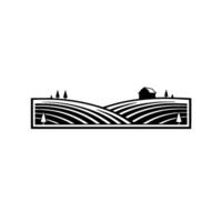 Rustic Silhouette Landscape, Farmhouse Charm vector