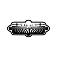 Rustic Farm Silhouette, Horizon Line, Vintage Emblem vector