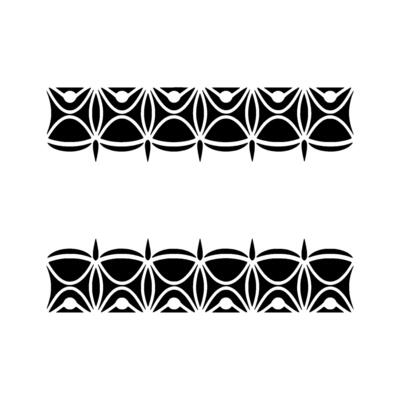 Geometric Deco Border, Stylized Black White Pattern, Symmetrical