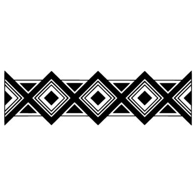 Geometric Border, Black White Deco Pattern, Diamond