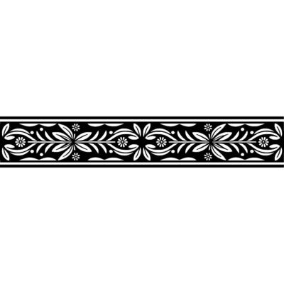 Elegant Black Floral Border, Vintage, Linear