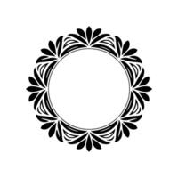Elegant Black Floral Frame, Minimalist - Circular vector