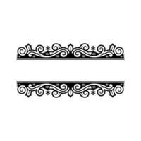 Elegant Black Red Scroll Border, Vintage vector
