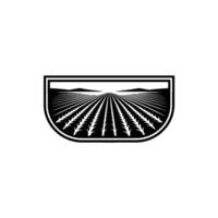 Geometric Horizon Black White Field Emblem vector