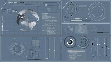 Animated high-tech display with global data analysis video