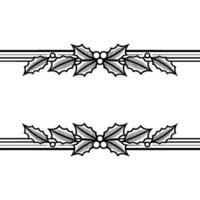Elegant Holly Border, Vintage Festive, Ornamental vector