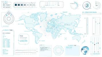 Animation of a high-tech display with a world map video