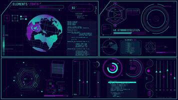 Animation of a high-tech interface with global data analysis video