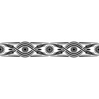 Stylized Border Wheat, Sun, and Geometric Ornamentation vector