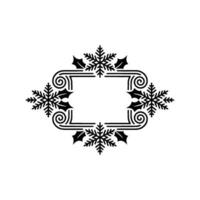 Elegant Winter Frame Holly Snowflake Ornament Border vector