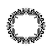 Elegant Winter Wreath Stylized Holly and Snowflake vector